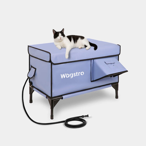 ArcticGuard Outdoor Heated Cat House – Cloud Slate Blue