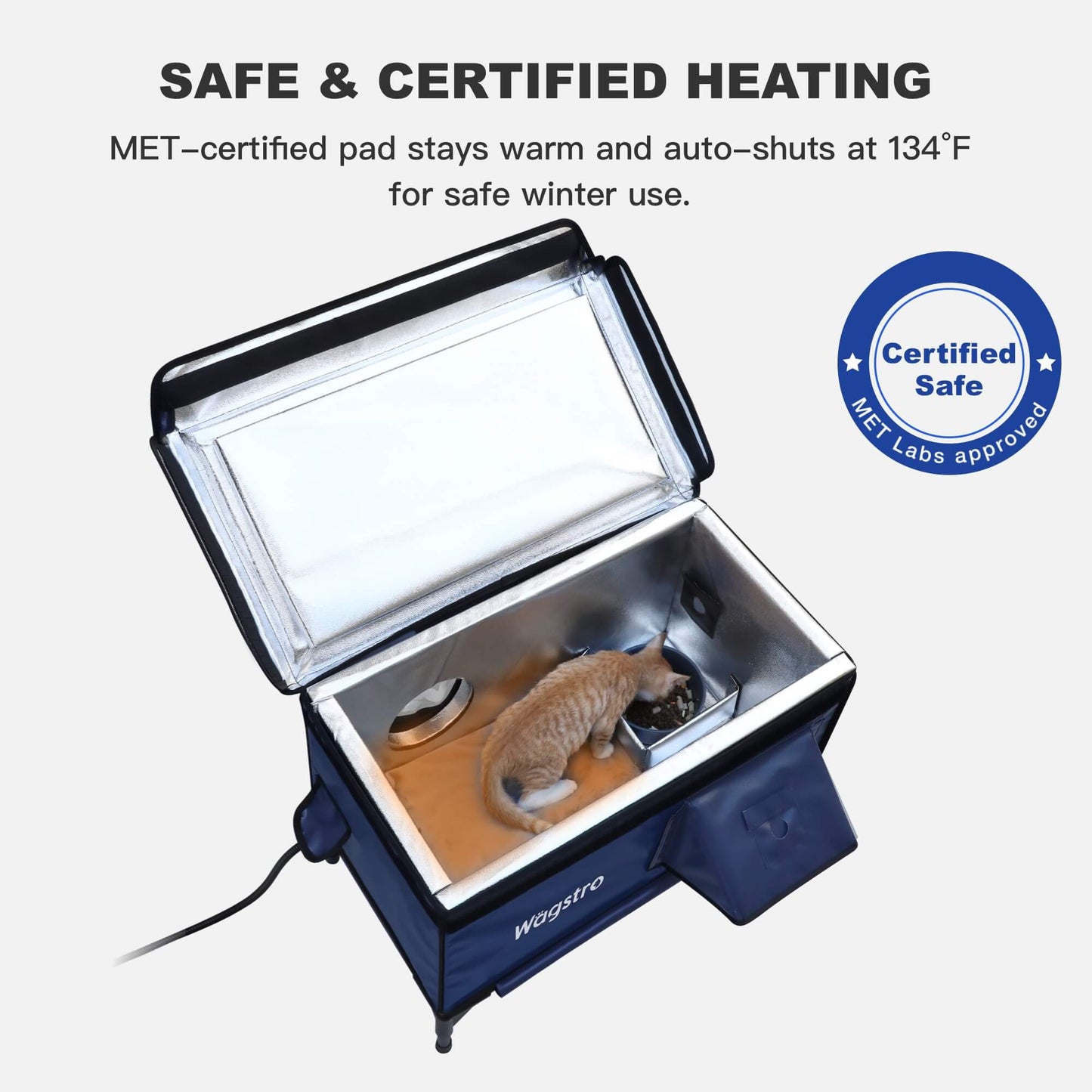 ArcticGuard Outdoor Heated Cat House – navy blue