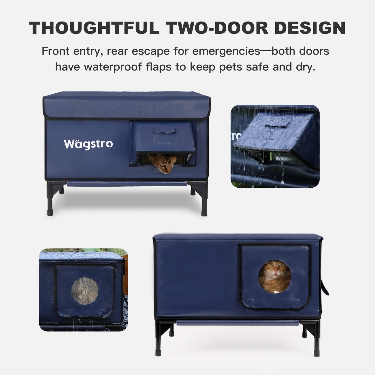 ArcticGuard Outdoor Heated Cat House – navy blue