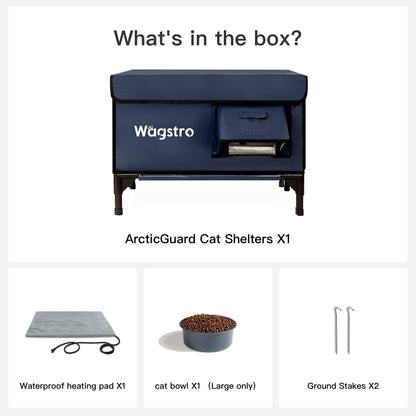 ArcticGuard Outdoor Heated Cat House – navy blue