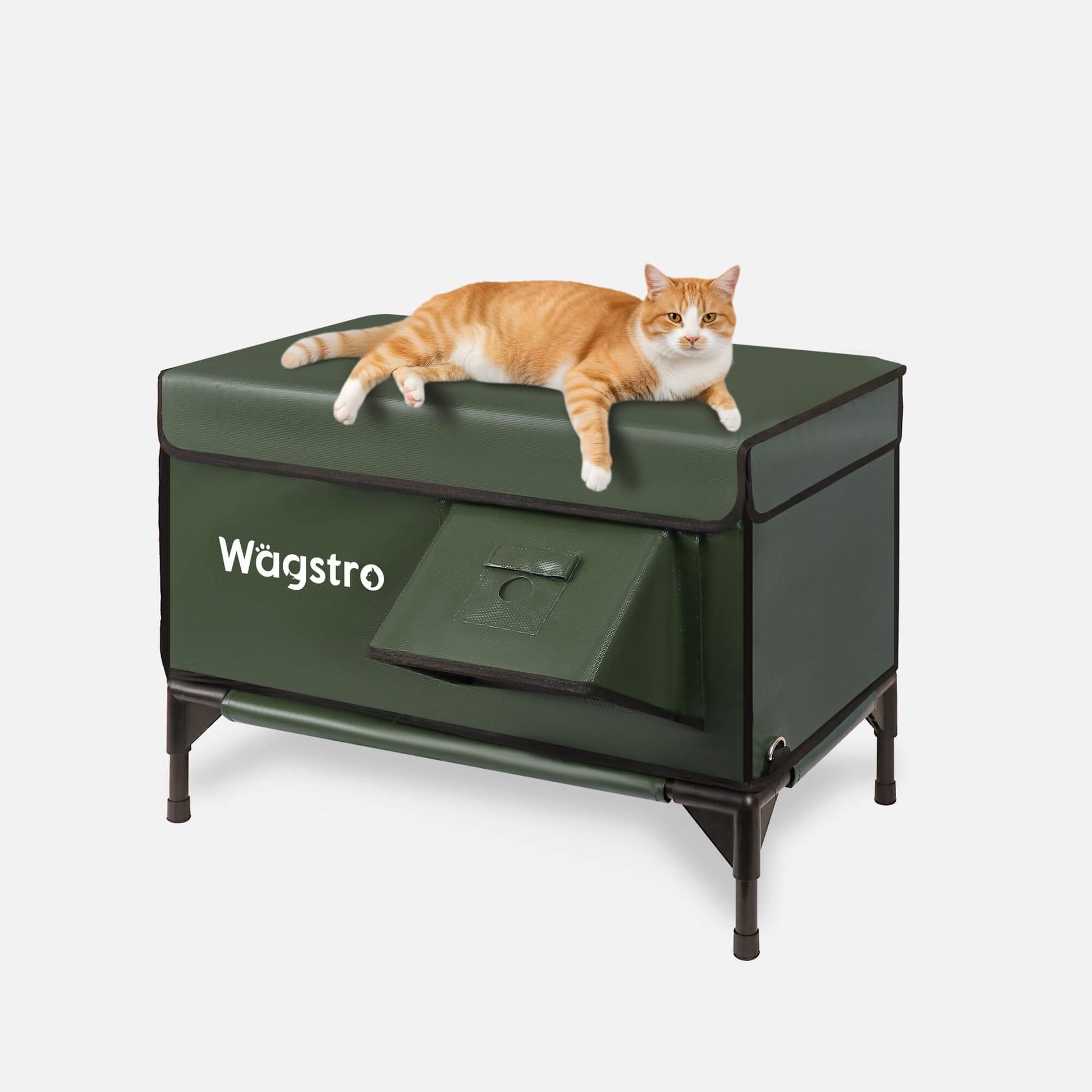 ArcticGuard Heated Outdoor Cat House – CloudSlate Blue Wagstro