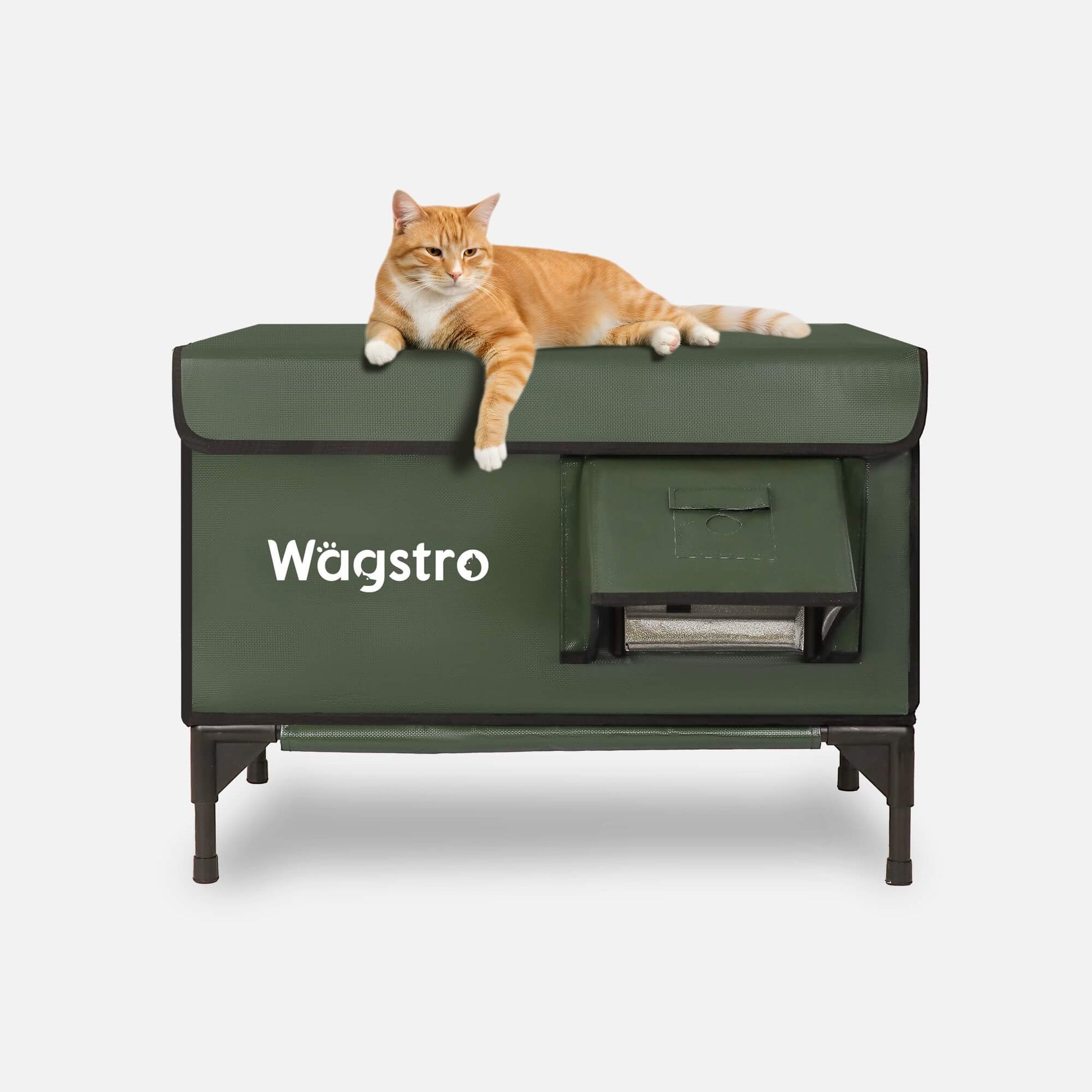 ArcticGuard Heated Outdoor Cat House – CloudSlate Blue Wagstro