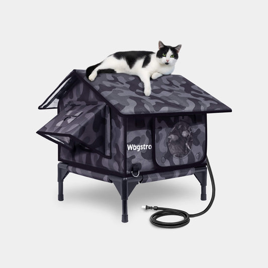 RoofHaus Outdoor Heated Cat House — Night Camo