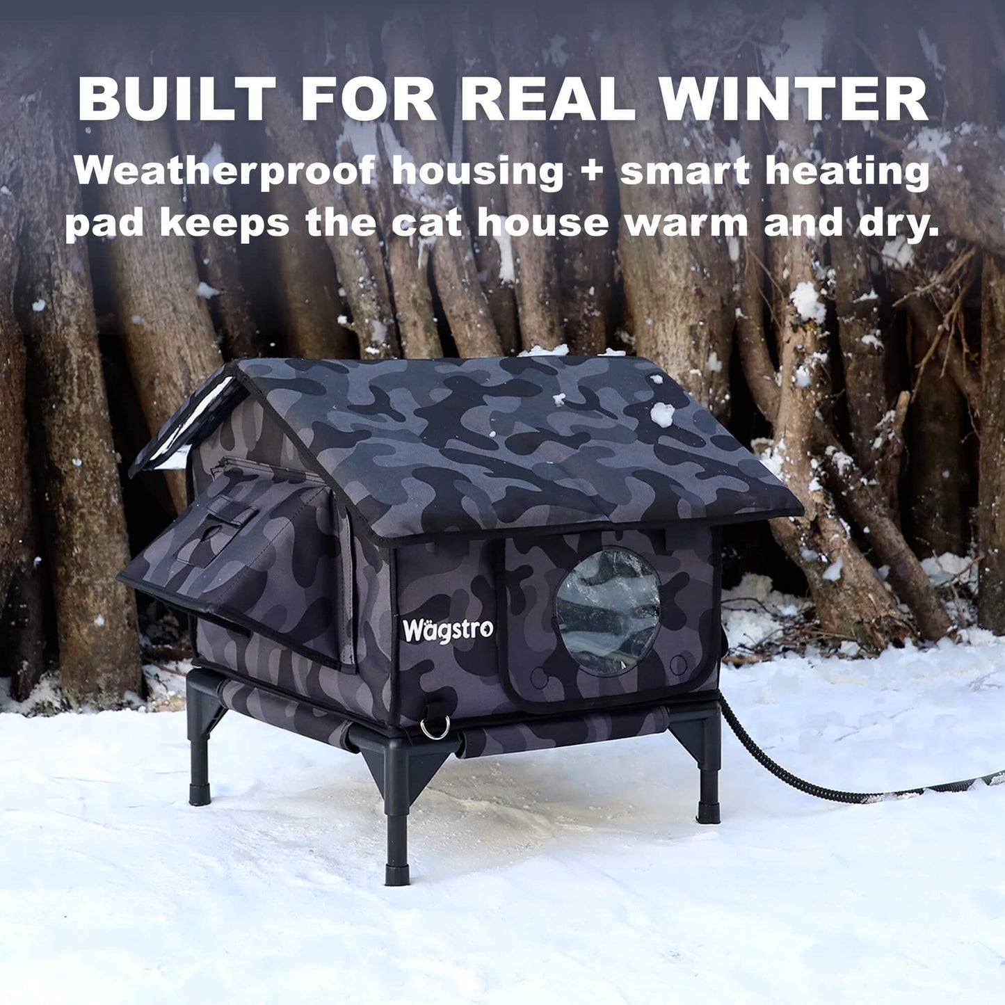 RoofHaus Outdoor Heated Cat House — Night Camo