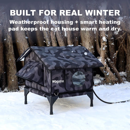 RoofHaus Outdoor Heated Cat House — Night Camo