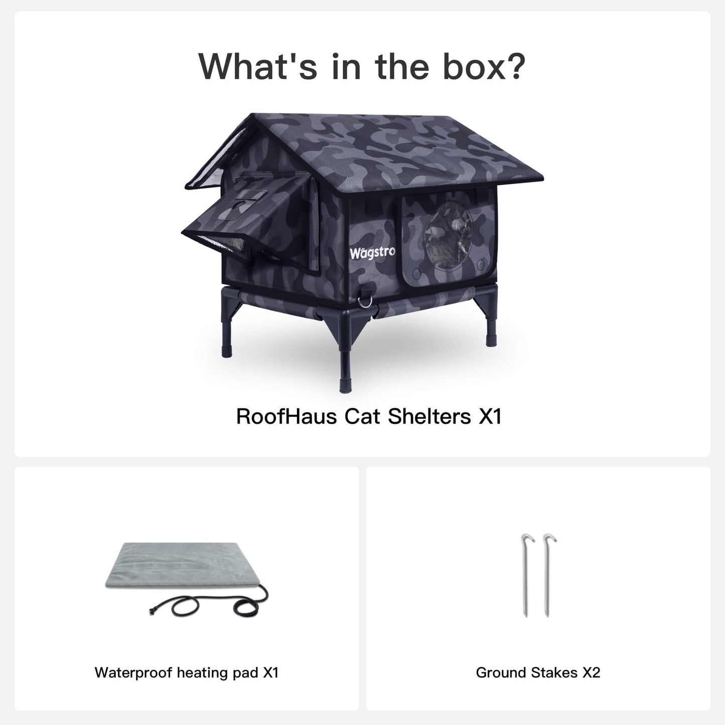 RoofHaus Outdoor Heated Cat House — Night Camo