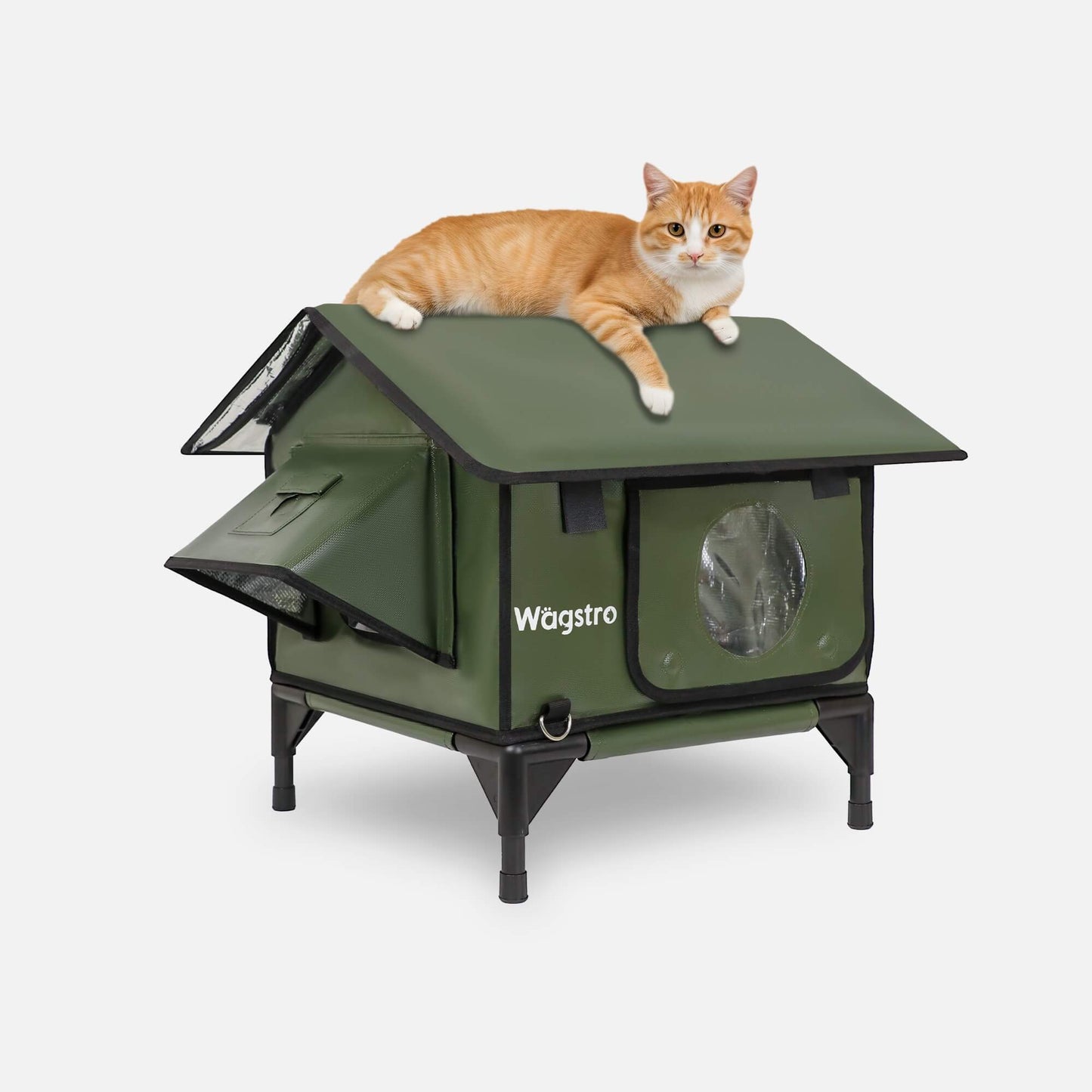 RoofHaus Outdoor Heated Cat House — olive green