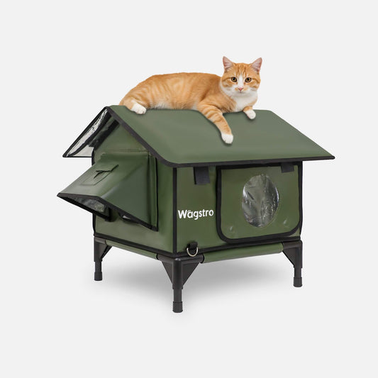 RoofHaus Outdoor Heated Cat House — olive green