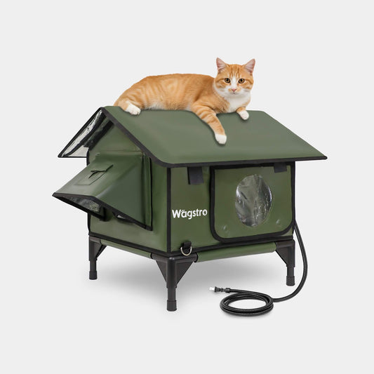 RoofHaus Outdoor Heated Cat House — olive green