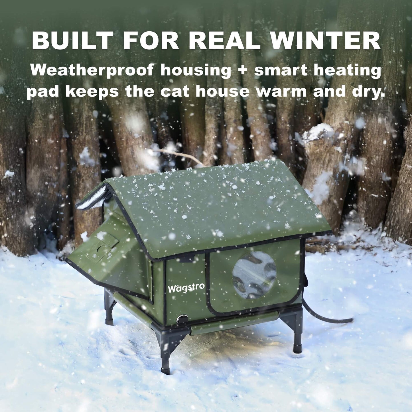 RoofHaus Outdoor Heated Cat House — olive green