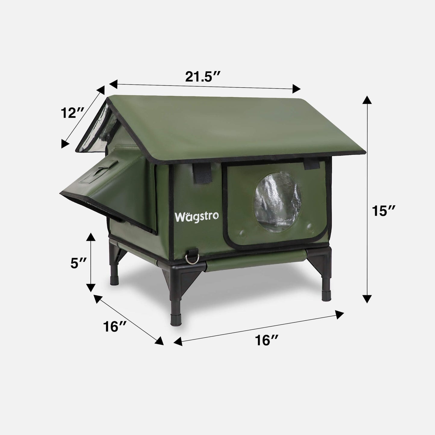 RoofHaus Outdoor Heated Cat House — olive green