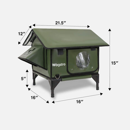 RoofHaus Outdoor Heated Cat House — olive green