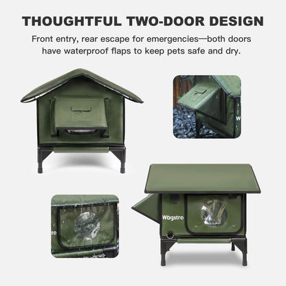 RoofHaus Outdoor Heated Cat House — olive green