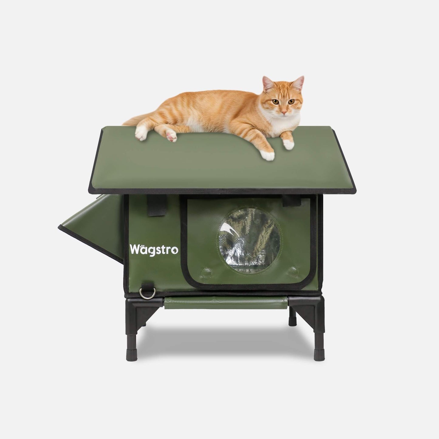 RoofHaus Outdoor Heated Cat House — olive green