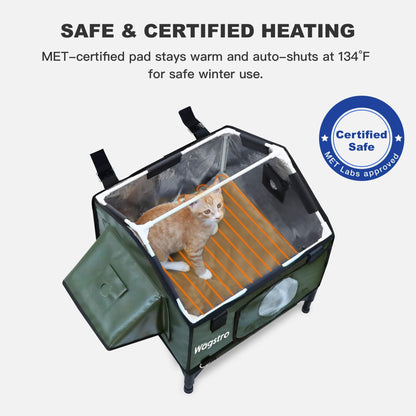 RoofHaus Outdoor Heated Cat House — olive green