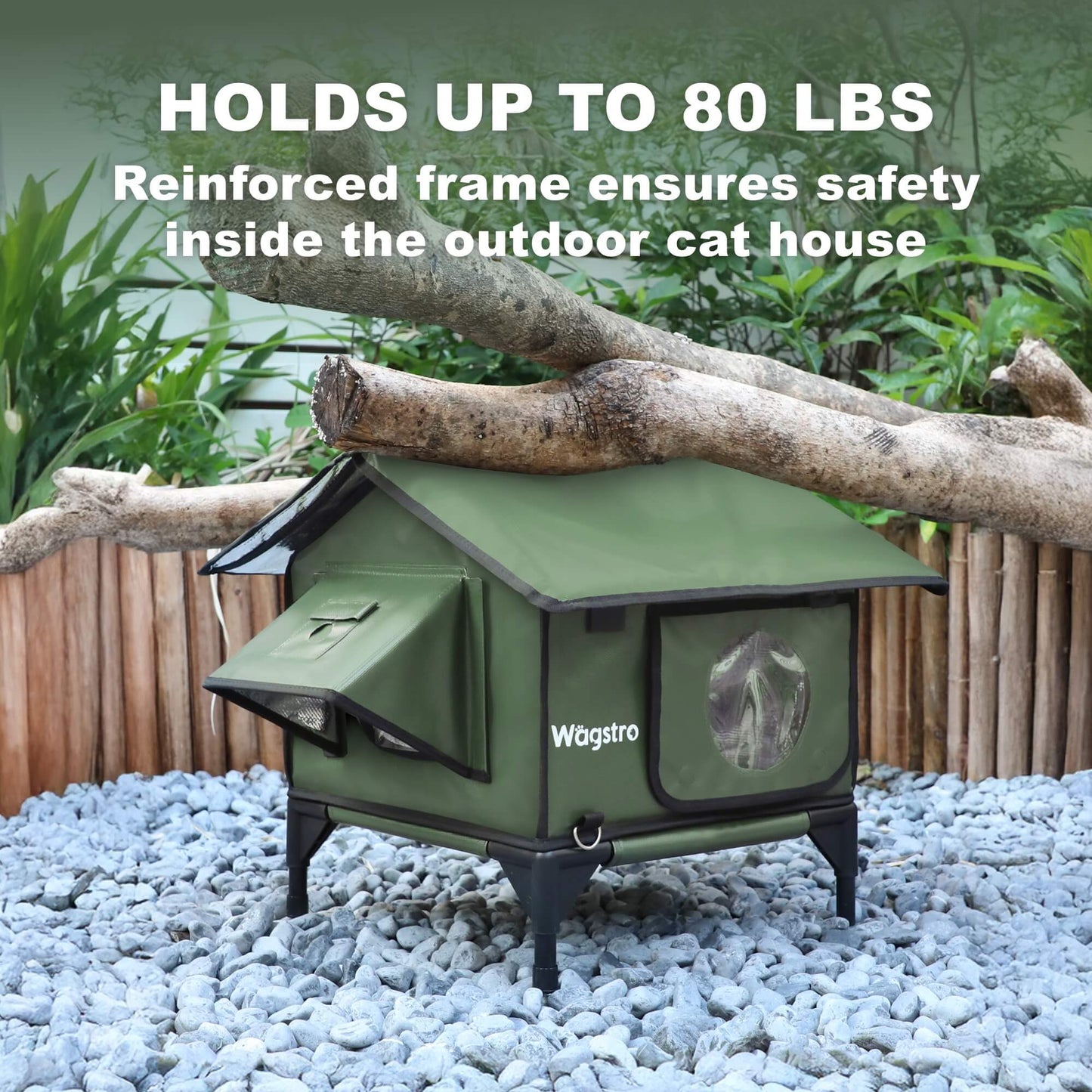 RoofHaus Outdoor Heated Cat House — olive green
