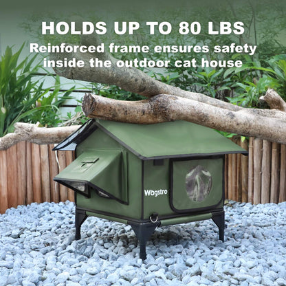 RoofHaus Outdoor Heated Cat House — olive green