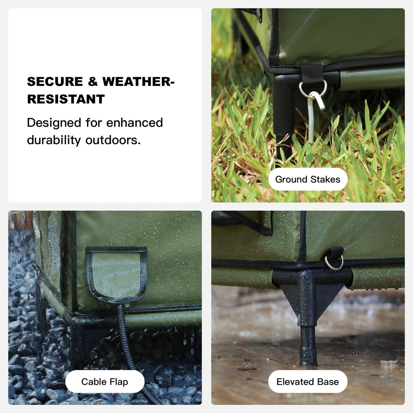 RoofHaus Outdoor Heated Cat House — olive green