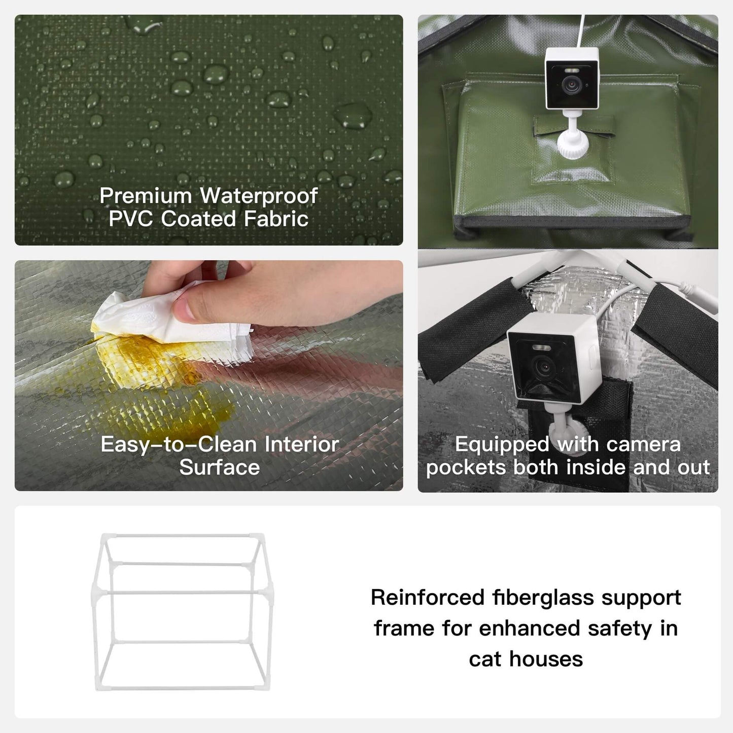 RoofHaus Outdoor Heated Cat House — olive green