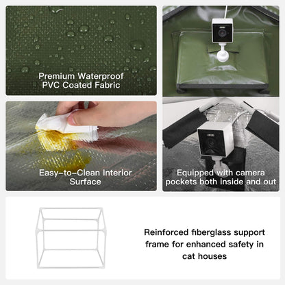 RoofHaus Outdoor Heated Cat House — olive green