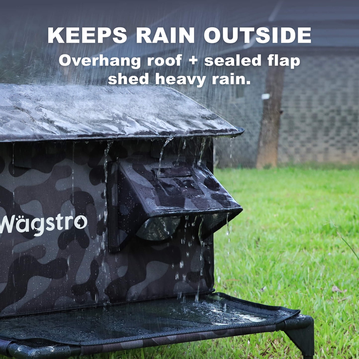 RoofHaus XL Outdoor Heated Cat House with Porch — Night Camo