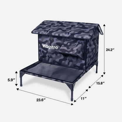 RoofHaus XL Outdoor Heated Cat House with Porch — Night Camo