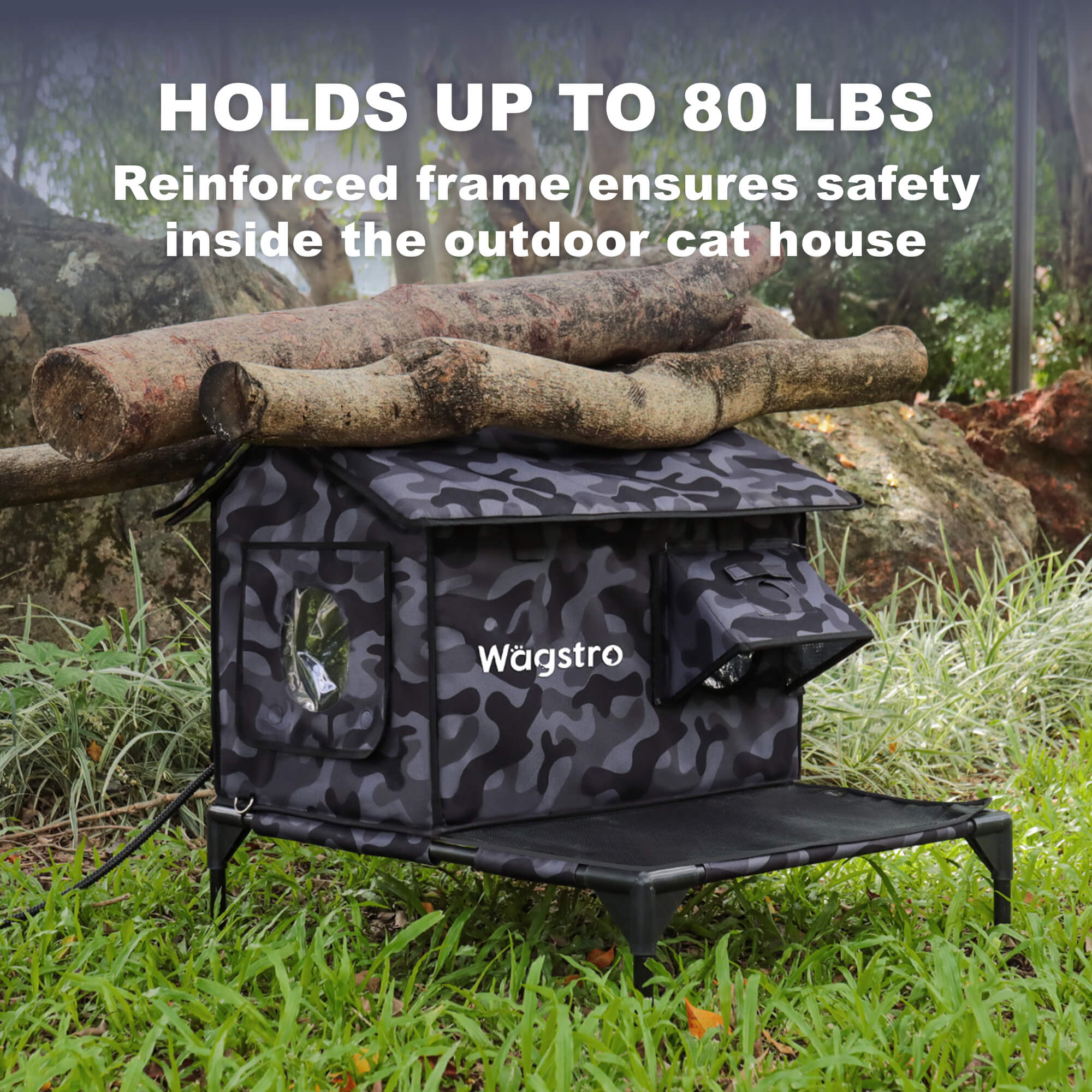 RoofHaus XL Outdoor Heated Cat House with Porch – Final Sale